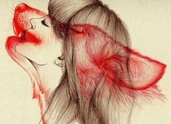 rosto-de-mulher-com-lobo-desenhado