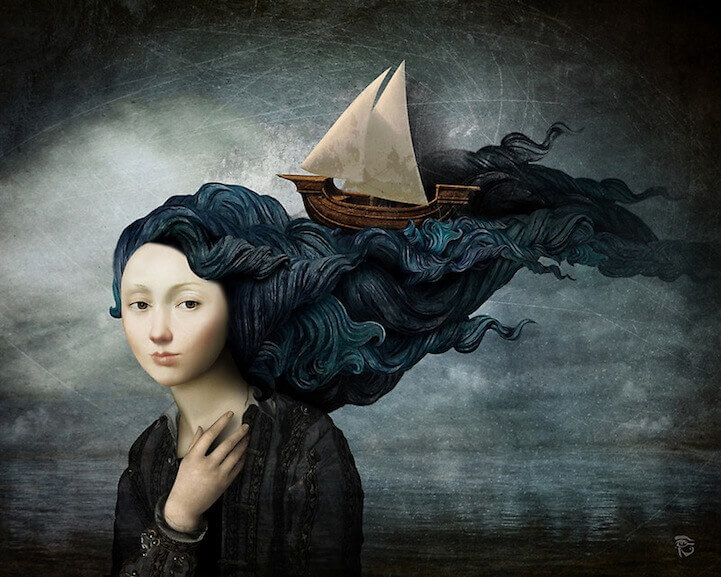mulher-com-barco Mulher com barco nos cabelos