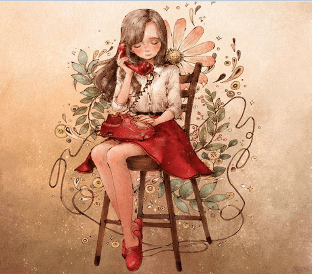 Menina ao telefone pensando