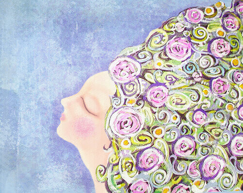 Mulher-com-cabeça-cheia-de-flores