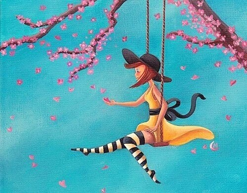 Mulher em balanço aguardando pacientemente