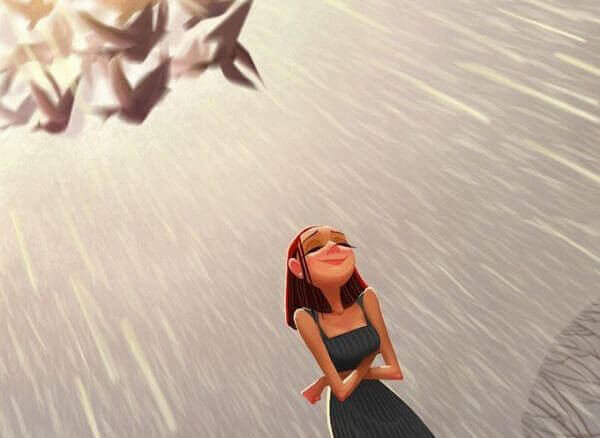 Mulher com atitude na chuva