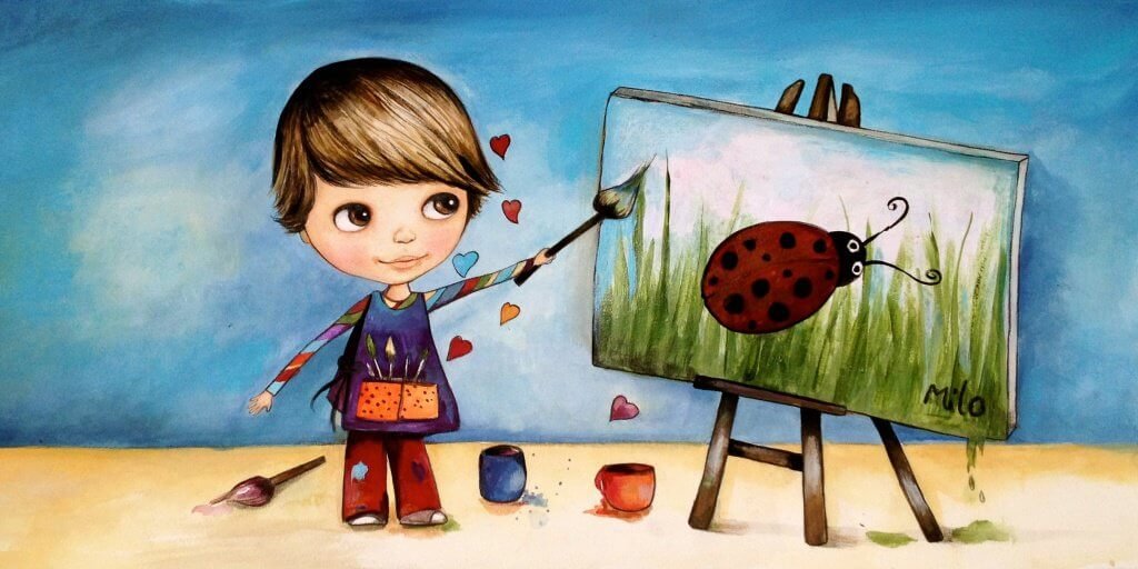 Criança pintando sabendo que o amor não tem condições