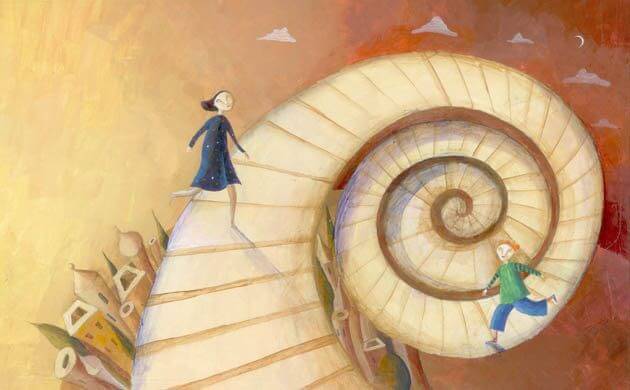 Mulher e filho representando o passar dos anos