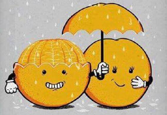 Laranjas na chuva representando a humildade