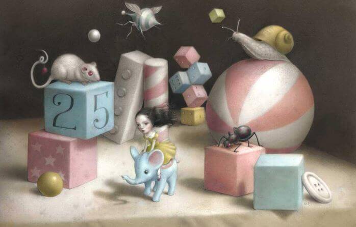 Menina brincando em perigo