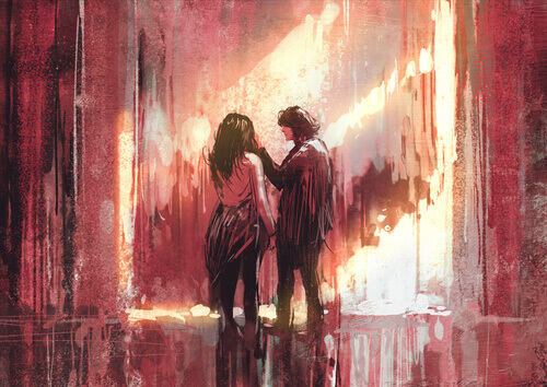 Casal de jovens na porta