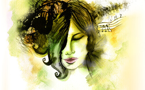 Mulher ouvindo música e desenvolvendo inteligência musical