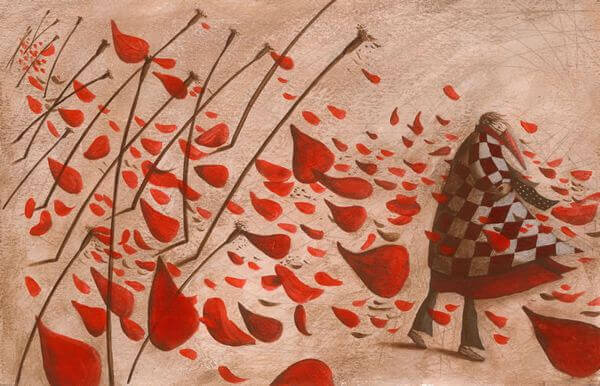 Mulher com vestido vermelho