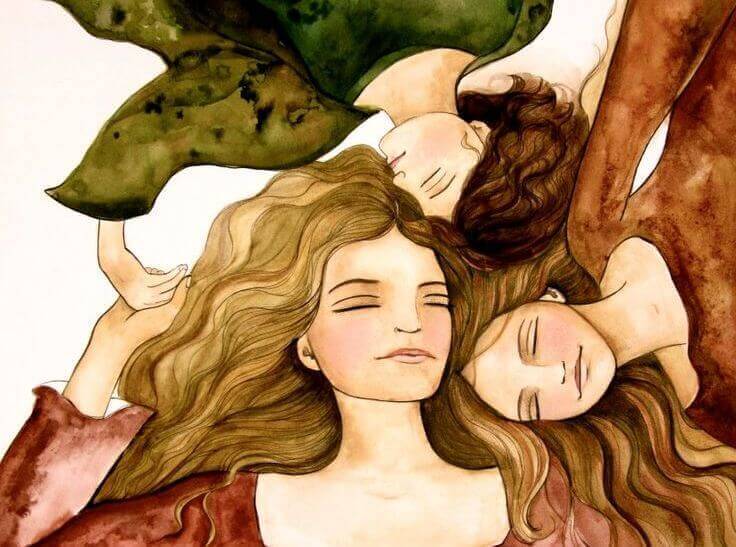 Mãe cuidando dos seus filhos