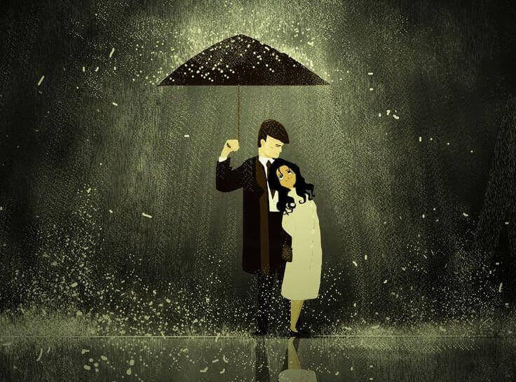 Casal que enfrenta as tempestades