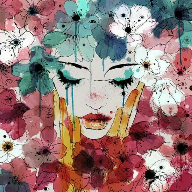 mulher-chorando-flores