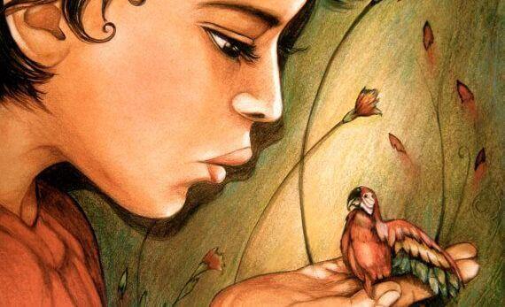 criança-com-passaro