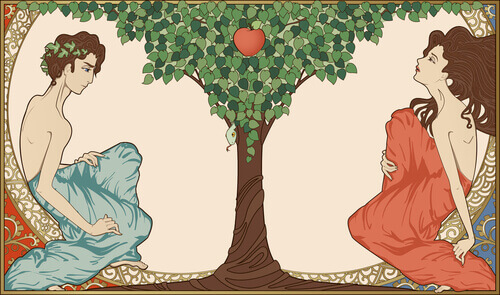 Adão e Eva com o fruto proibido
