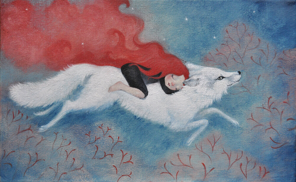 Mulher com um lobo