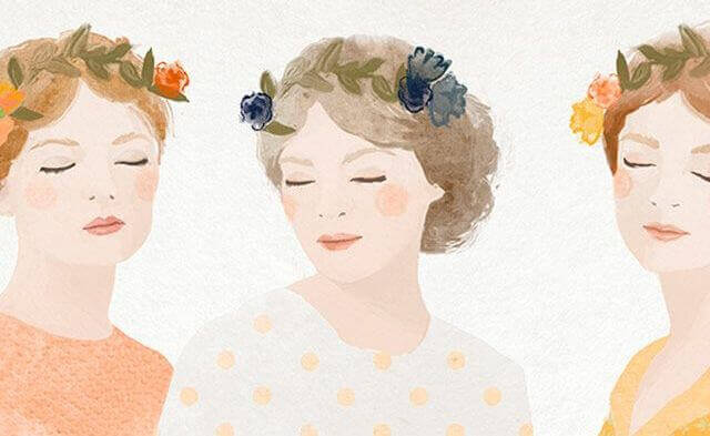 Três mulheres com flores na cabeça
