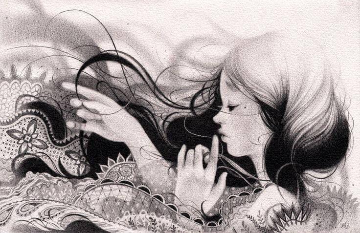 jovem em branco e preto