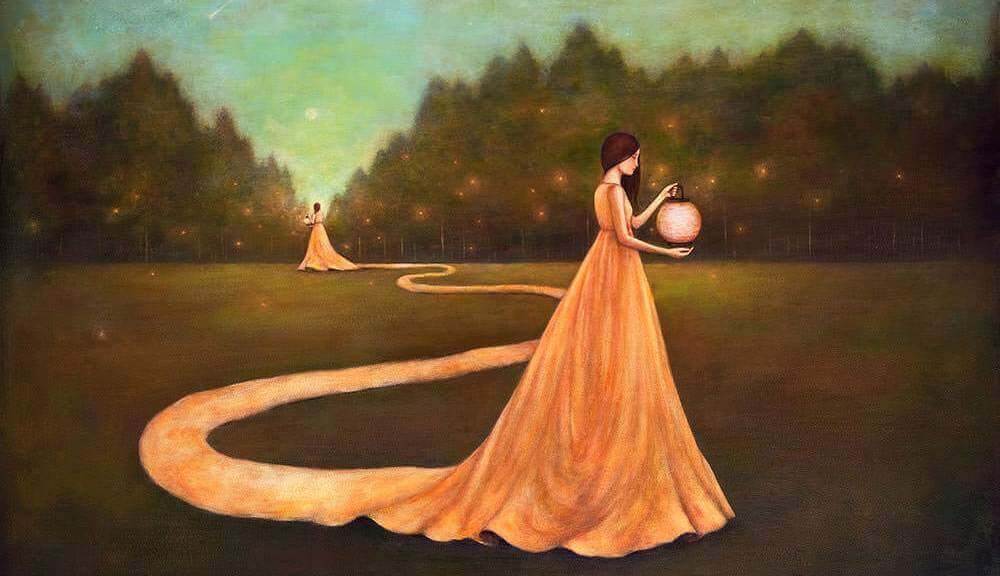 mulher encontrando a si mesma no jardim