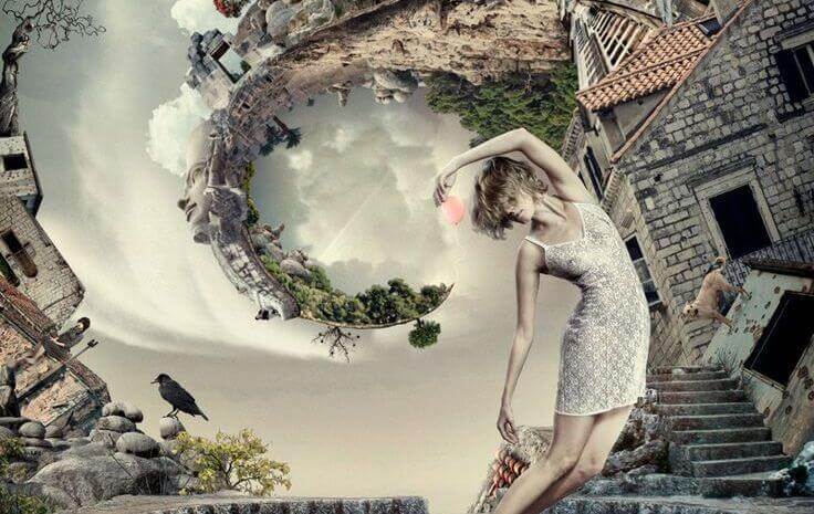 mulher-inclinada-diante-de-um-corvo