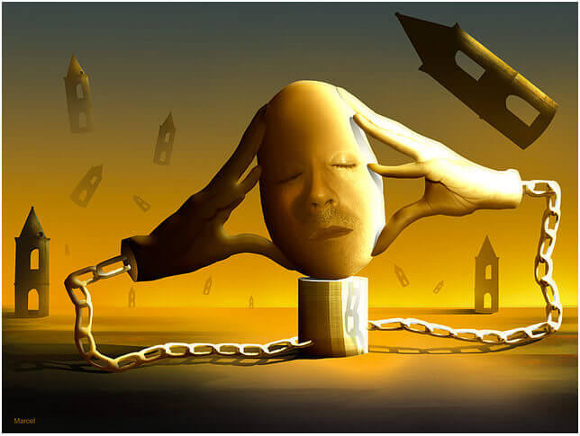 Cabeça pensando representando déjà vu