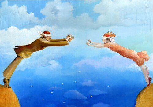 casal com olhos vendados