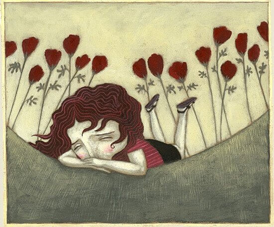 menina triste deitada