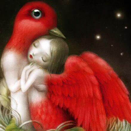 menina-com-passaro-tentando-desapegar