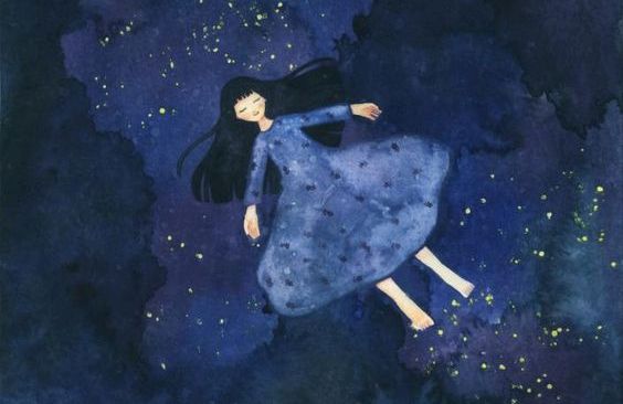 Menina vestido azul livre das pessoas que nos esgotam