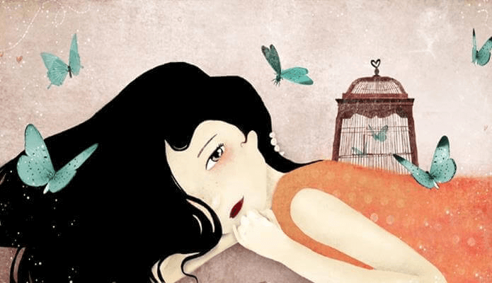 mulher-com-borboletas-pensando-em-seus-desejos-proibidos