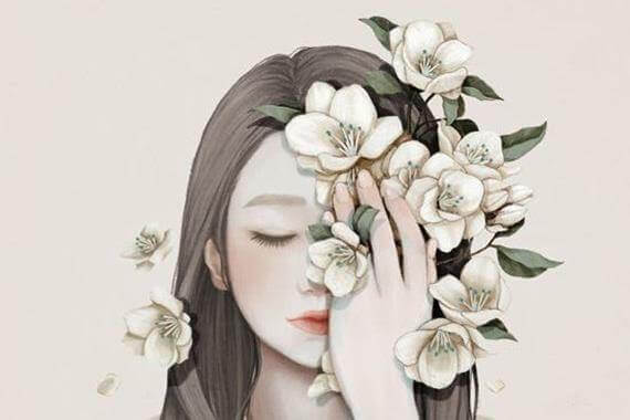 mulher-com-flores-no-rosto