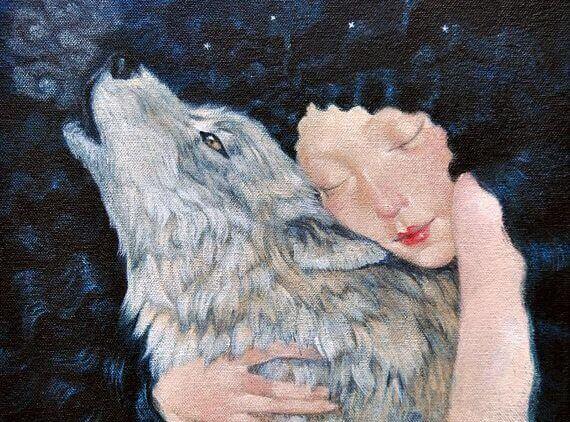 mulher-abraçando-lobo