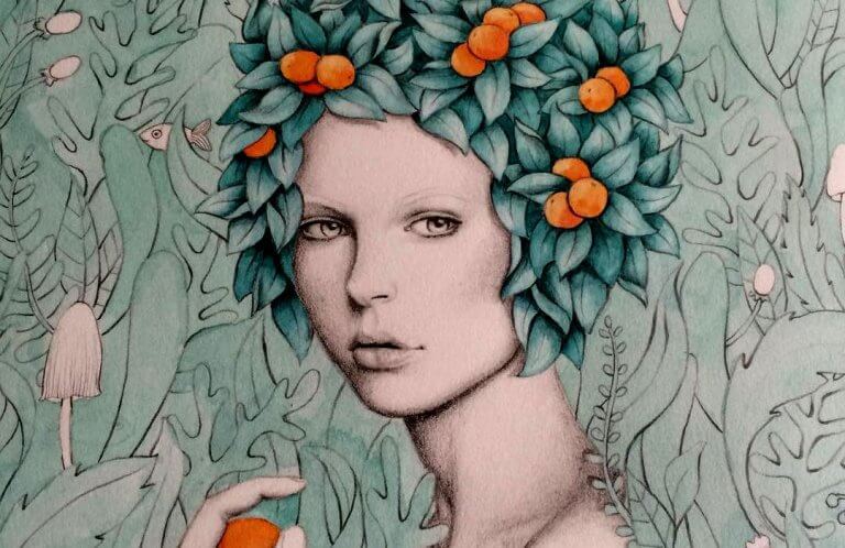 mulher-com-frutas-na-cabeca