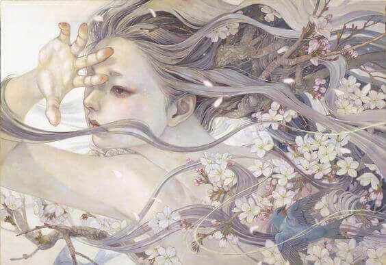 mulher-cabelos-longos-flores