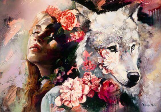mulher-com-lobo