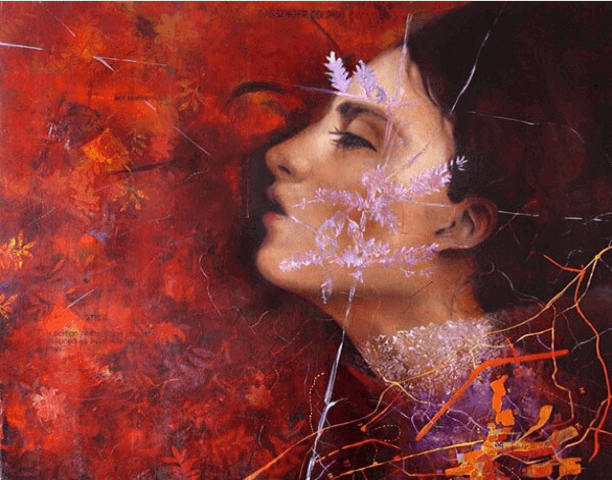 mulher-fundo-vermelho