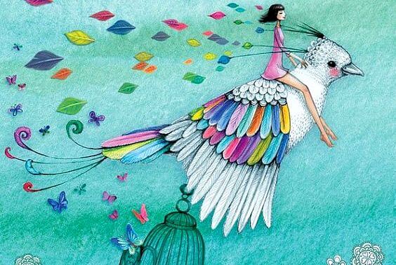 mulher-em-cima-de-passaro-buscando-o-bom-da-vida