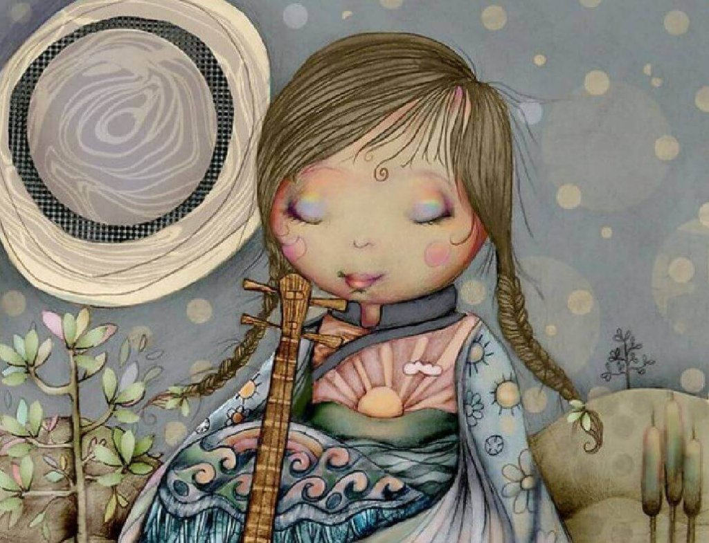 menina-relaxada-tocando-instrumento 9 jogos de relaxamento para criar crianças emocionalmente fortes