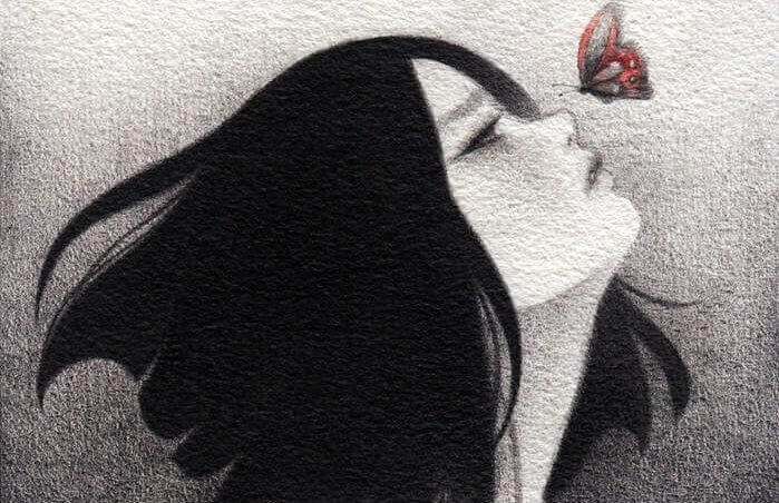 mulher-com-borboleta-no-nariz