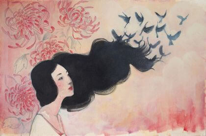 passaros-saindo-do-cabelo-de-mulher