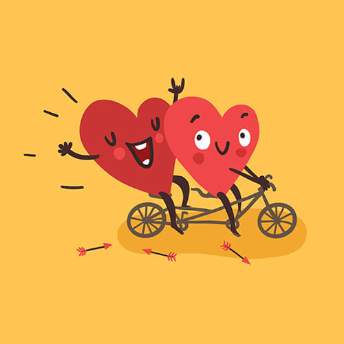 coracoes-andando-de-bicicleta Seja mais amoroso consigo mesmo