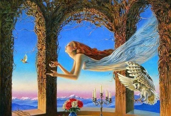 mulher-voando-passaros