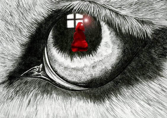 lobo-observando-chapeuzinho-vermelho