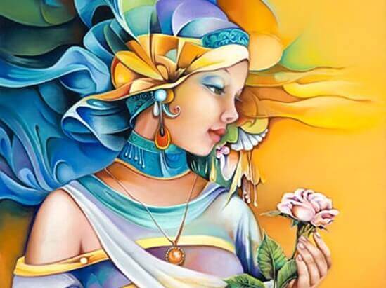 Mulher segurando flor