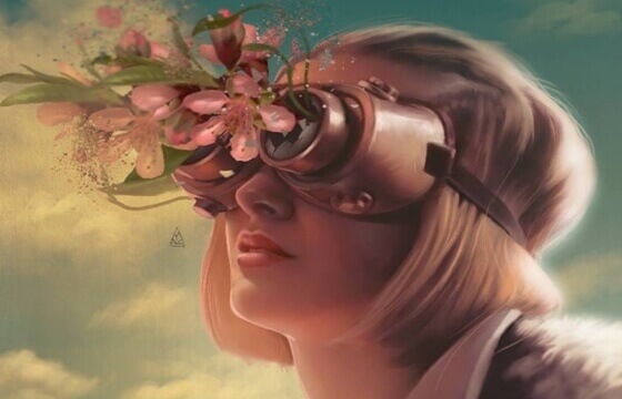 mulher-binoculos-flores Onde se origina a dor que às vezes acompanha o amor?