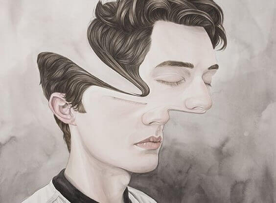 Homem com o rosto abstrato