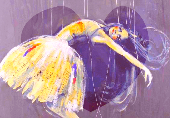Bailarina sendo controlada por cordas