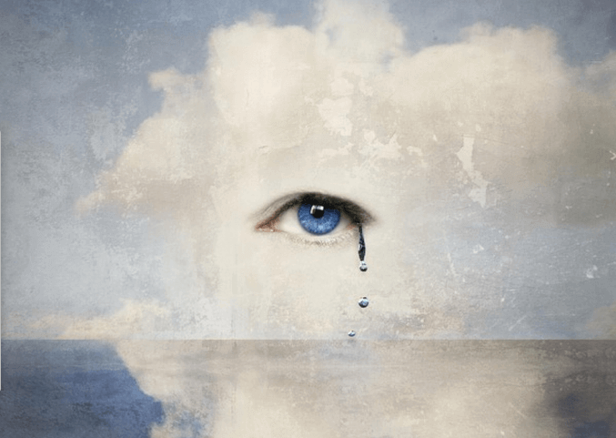 Olho chorando por sentimentos de catarse emocional