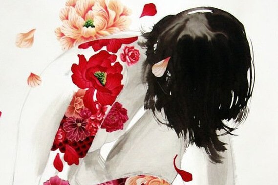 Pessoa com rosas coloridas