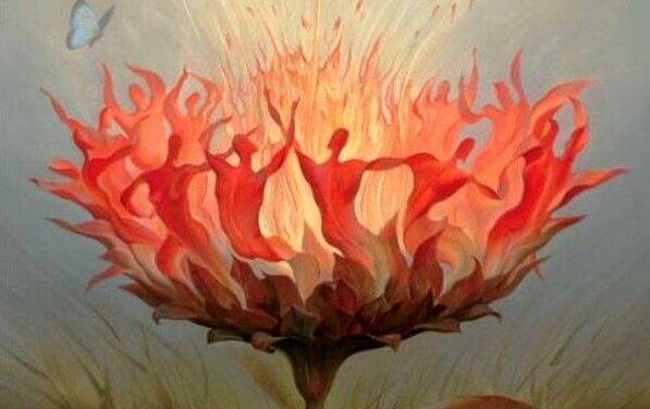 Corpos dançando em flor