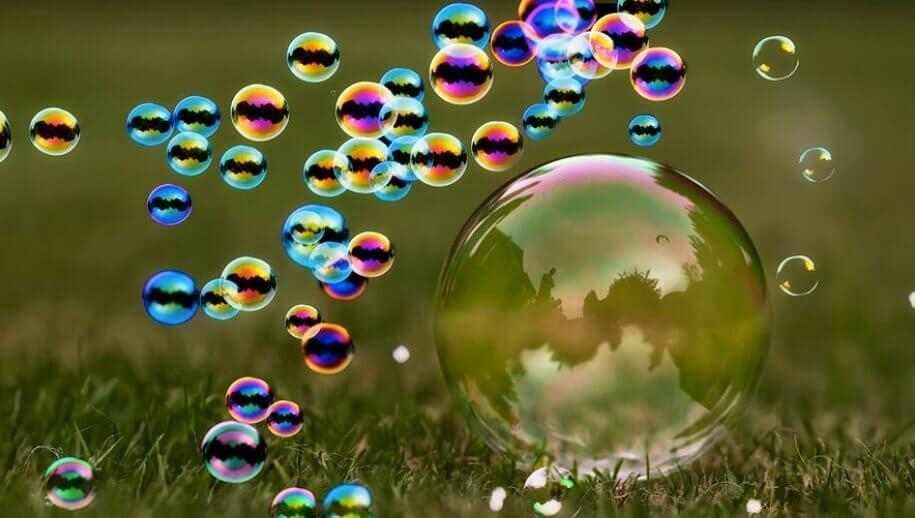 Bolhas de sabão representando pequenos momentos